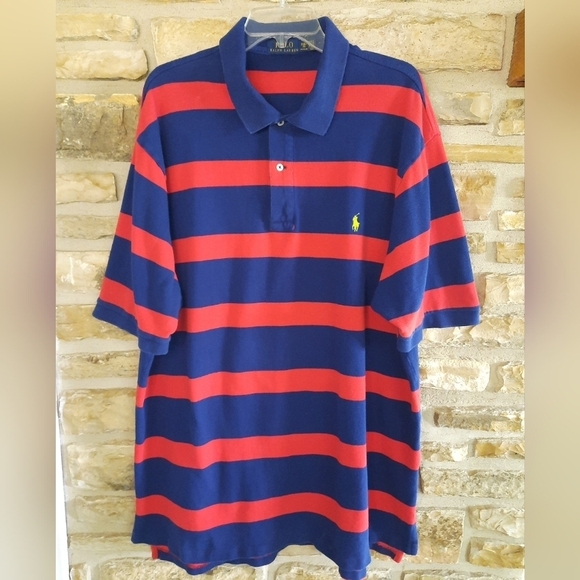 Polo Ralph Lauren Other - Polo Ralph Lauren Short Sleeve Shirt Red Blue Stripe Mens Size 2XL